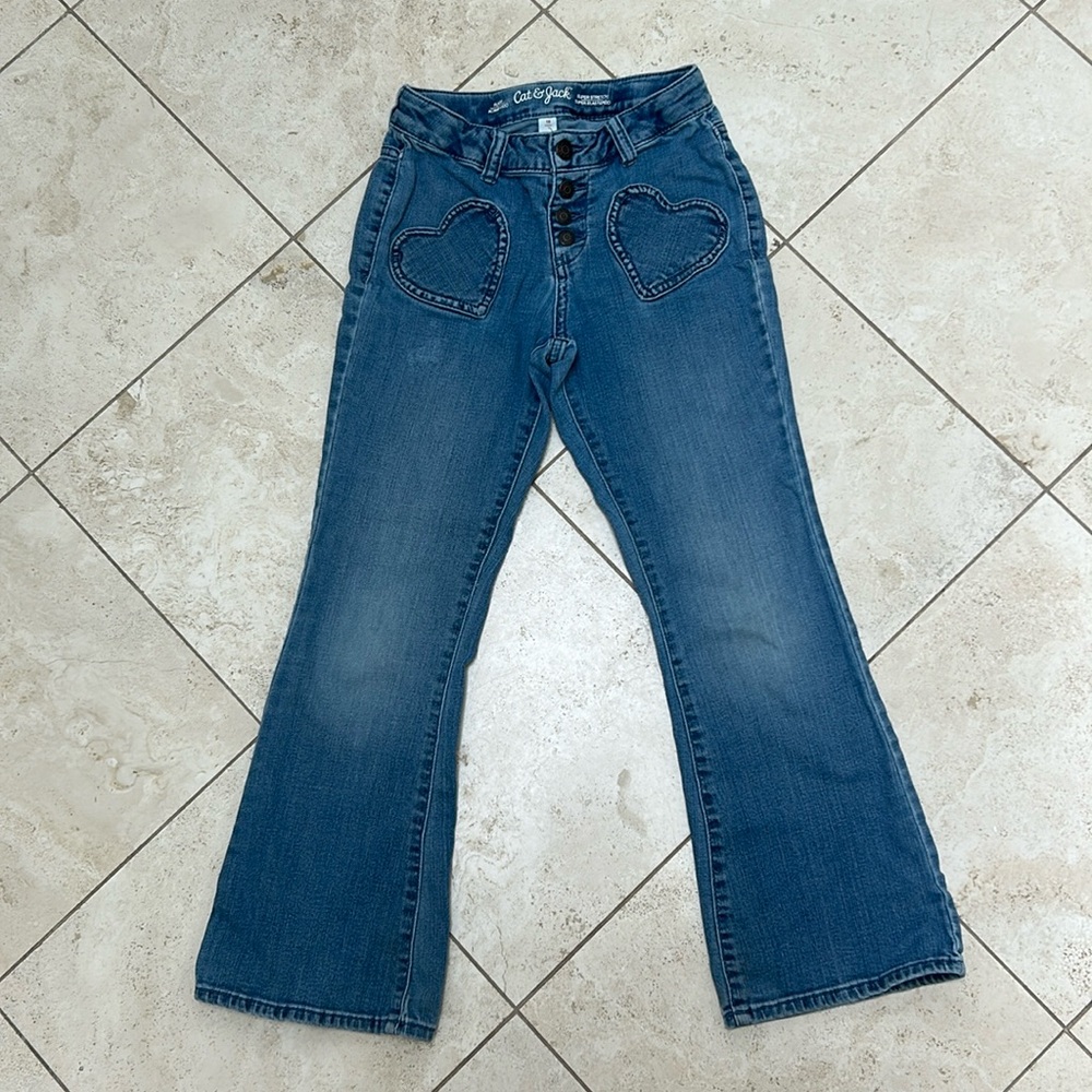 Cat & jack flare light jeans w/ heart front pocket